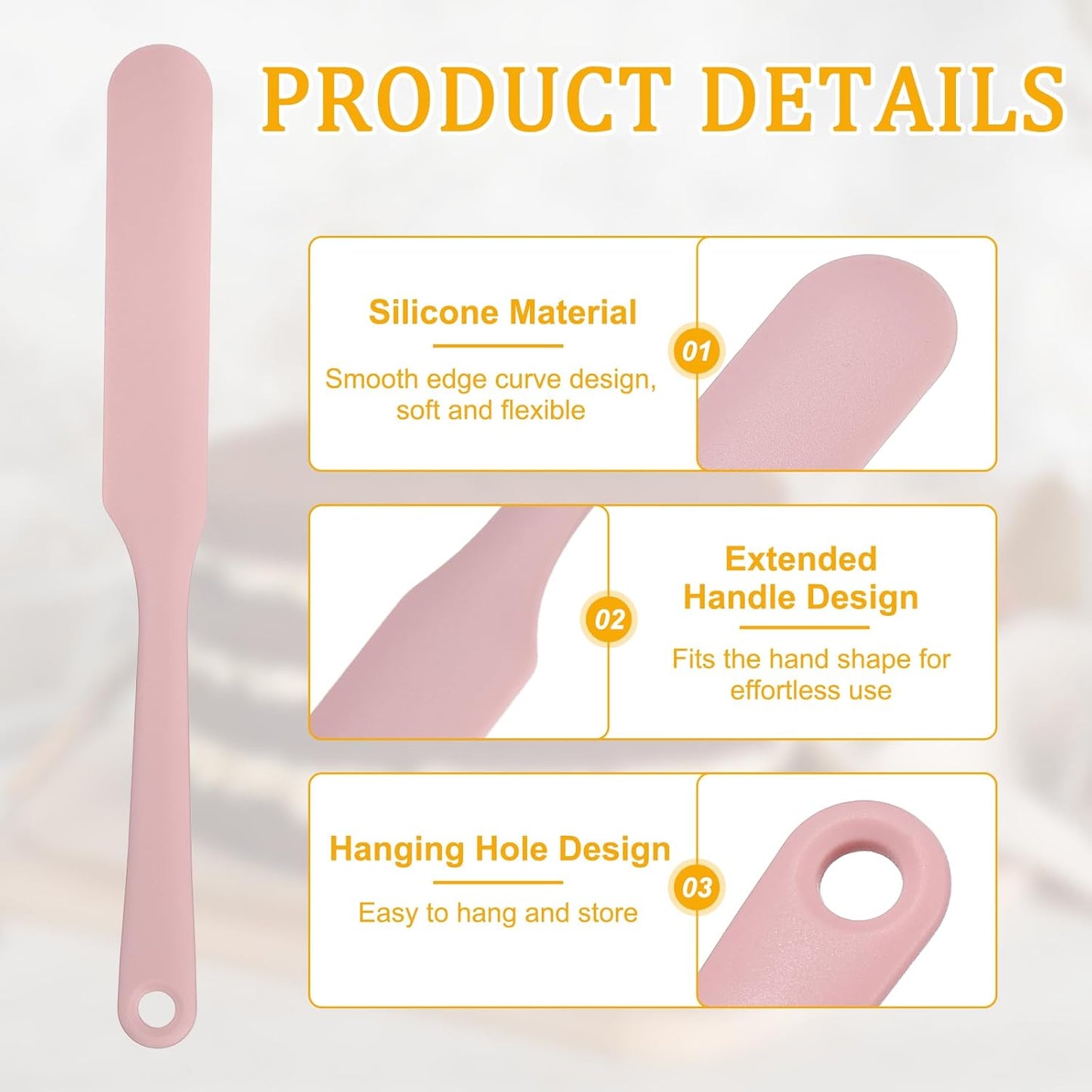 uxcell 4Pcs Silicone Jar Spatulas, 8" Long Handle Thin Spatula Heat Resistant Jam Spreader for Scraping Peanut Butter Sourdough Cake Icing in Bottles Blenders Baking, Light Pink