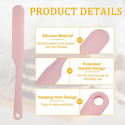 uxcell 4Pcs Silicone Jar Spatulas, 8" Long Handle Thin Spatula Heat Resistant Jam Spreader for Scraping Peanut Butter Sourdough Cake Icing in Bottles Blenders Baking, Light Pink