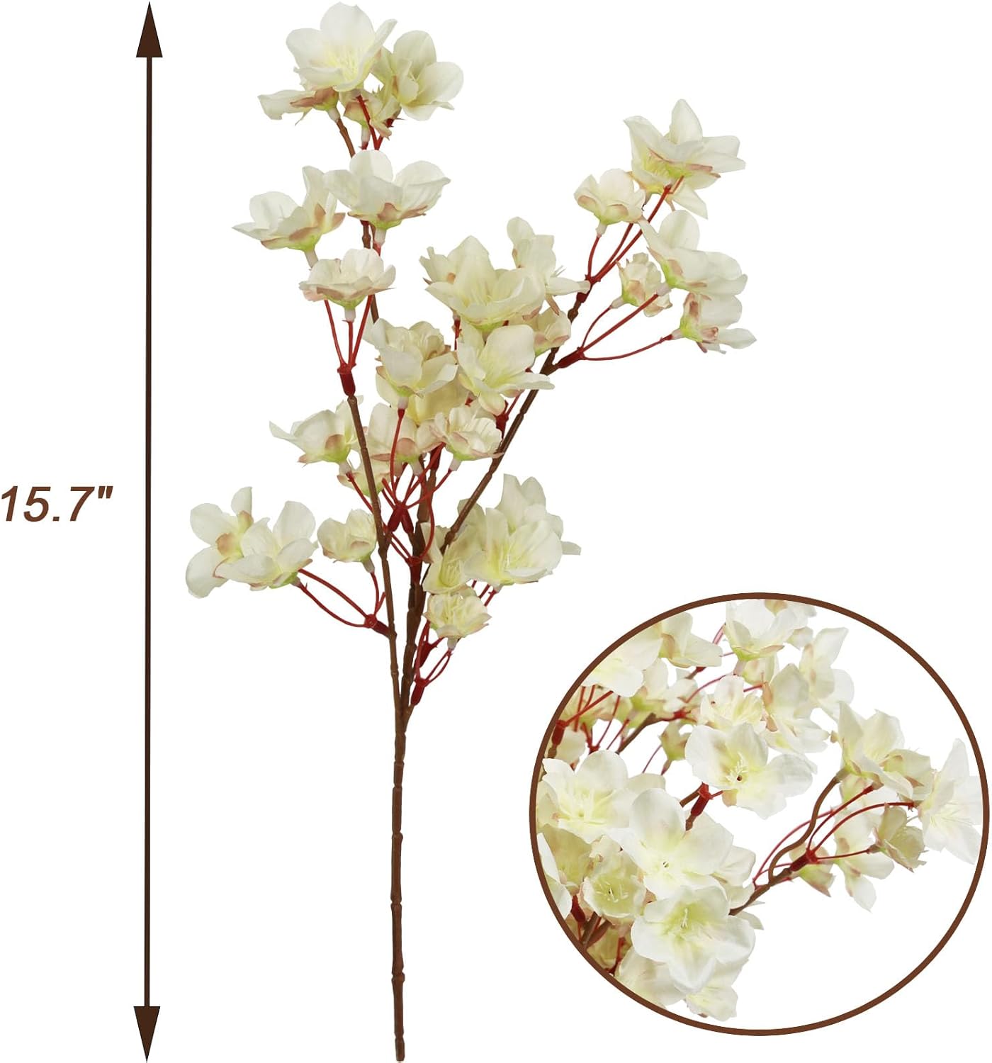 Tinsow Artificial Cherry Blossom Peach Flowers Cream White Spring Flowers for Spring Table Centerpiece Wedding Home Decor (6, Ivory)
