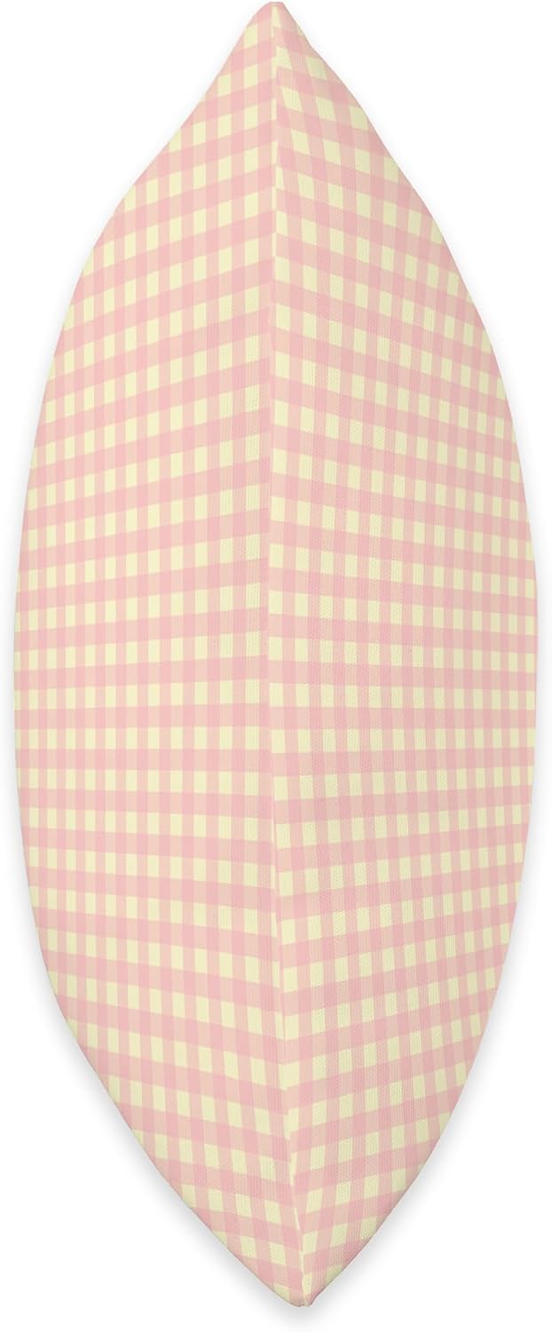 Cute Light Pink Yellow Gingham Check Plaid Checkered Pattern Throw Pillow