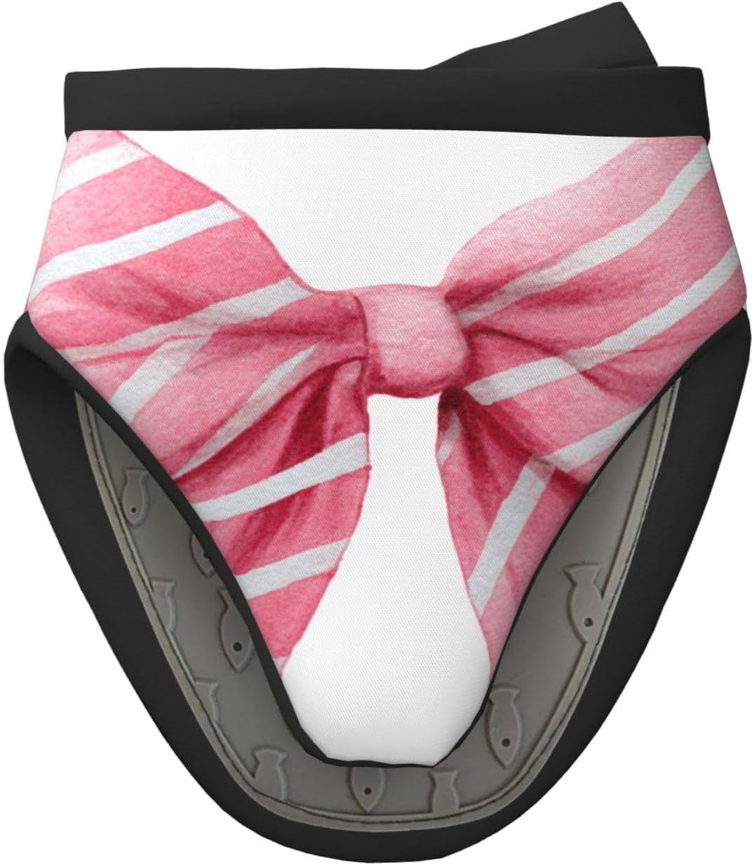 Light Pink Watercolor Bow with White Stripes Mini Silicone Oven Mitts Heat and Slip Resistant Kitchen Mittens,Short Oven Gloves for Safe Cooking Baking & Grill,5.9"X5.9"