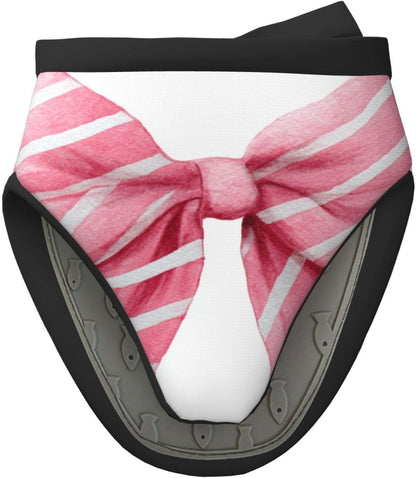 Light Pink Watercolor Bow with White Stripes Mini Silicone Oven Mitts Heat and Slip Resistant Kitchen Mittens,Short Oven Gloves for Safe Cooking Baking & Grill,5.9"X5.9"