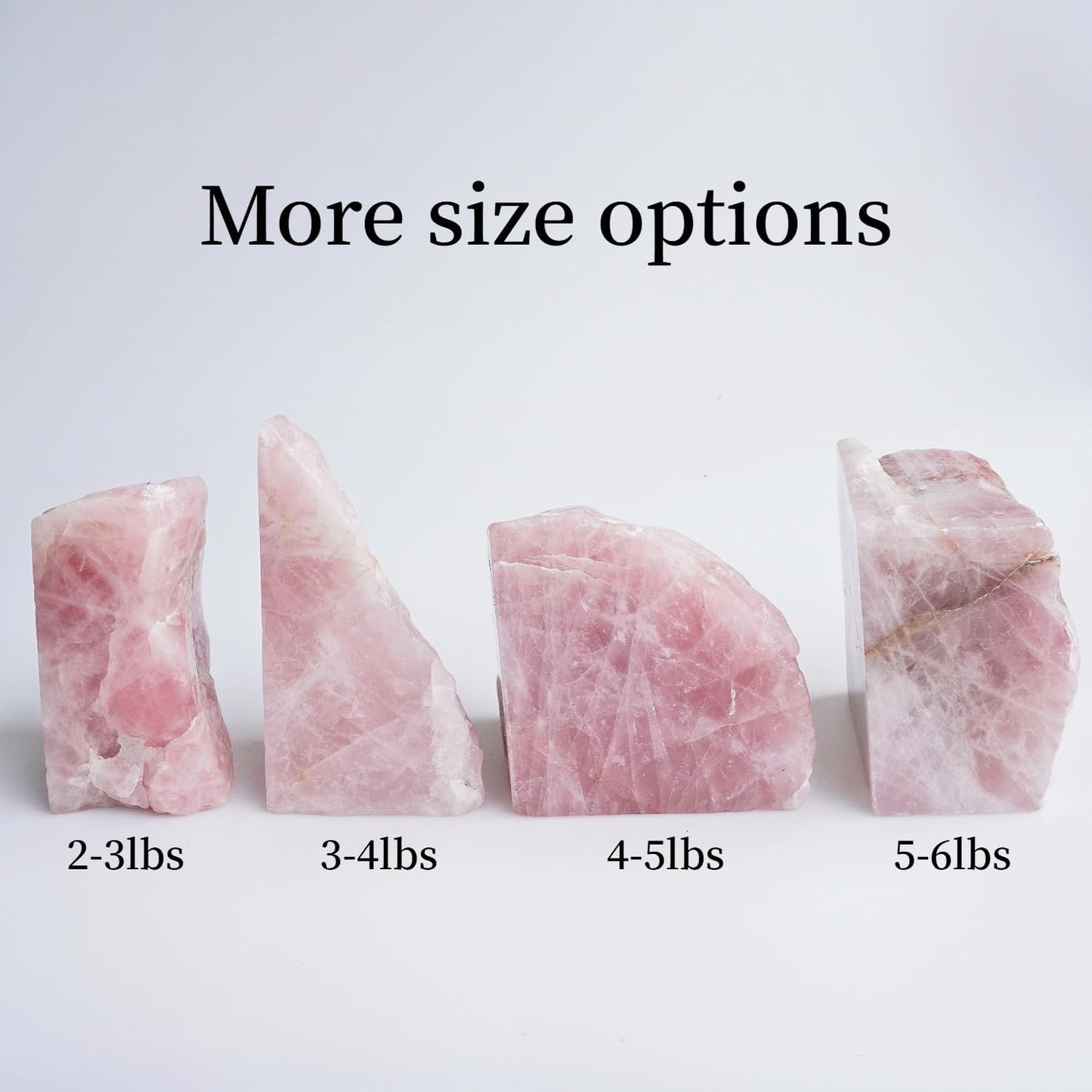 Rose Quartz Bookends - Decorative Stone Book Ends for Office Home Decor, Pink Crystal Book Lover Gift (1 Pair, 2-3 Lbs with Non-Slip Bumpers)