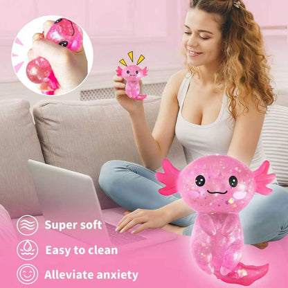 Axolotls Squishies Fidget Stress Ball,Cute Squishies Axolotls Toy,Easter Basket Stuffers, Stress Ball Squeeze Toys for Stress Relief (Pink)