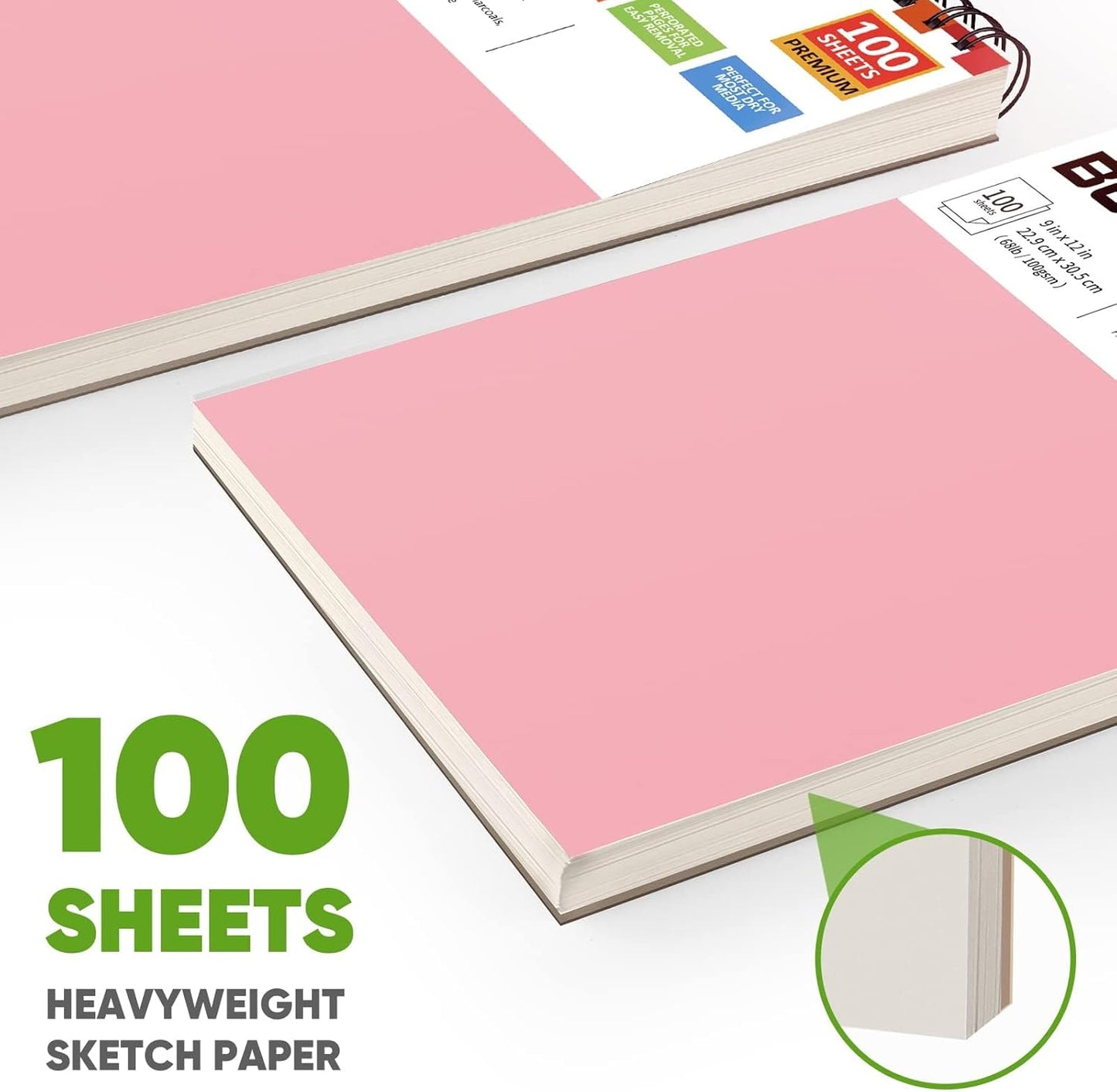 Soucolor Cute Sketch Book 9" x 12" for Teen Girls,Sketchbook 100 Sheets Spiral Notebook Drawing Pad, Pastel School Supplies for Artists, Arts and Crafts Gifts Set for Kids,Women