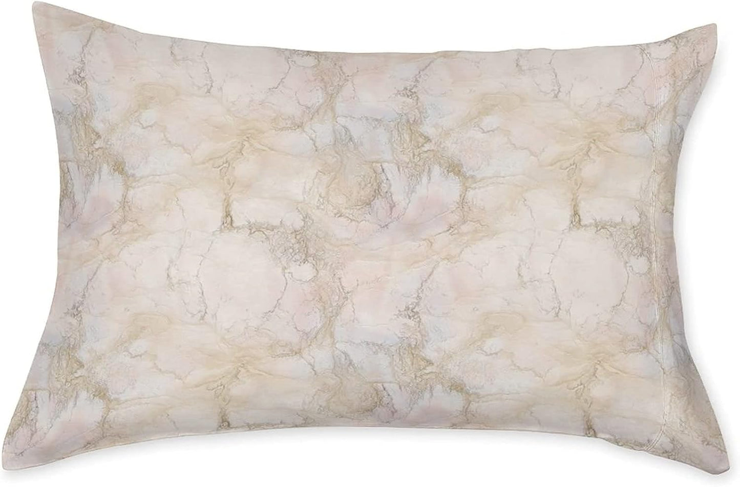 XISUNYA Decorative Bedding Sheet Set Cal-King Size, Marble Deep Pockets Fitted Sheet & 2 Pillow Sham Set, Pink and Peach Marble Background Crack Pattern Print Microfiber 3pc Bed Sheets Set