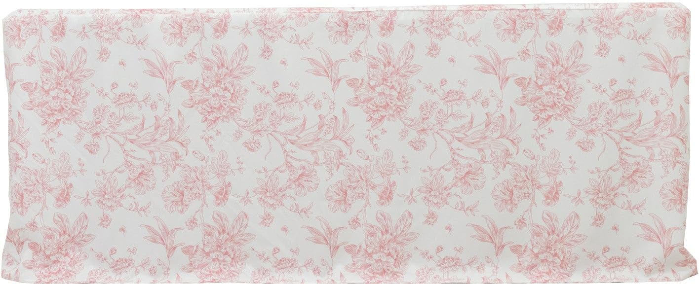 Efavormart French Toile Fitted Polyester Tablecloth 6ft – Pink & White Rectangular Wrinkle-Resistant Table Cover
