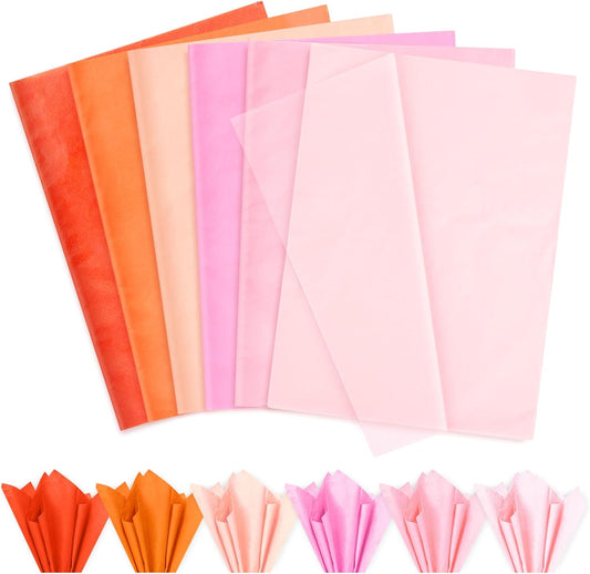JarThenaAMCS 120 Sheets Fall Tissue Papers Pink Orange Decorative Art Gift Wrapping Paper for Autumn Thanksgiving Baby Shower Birthday Party DIY Crafts, 14 x 20 Inch