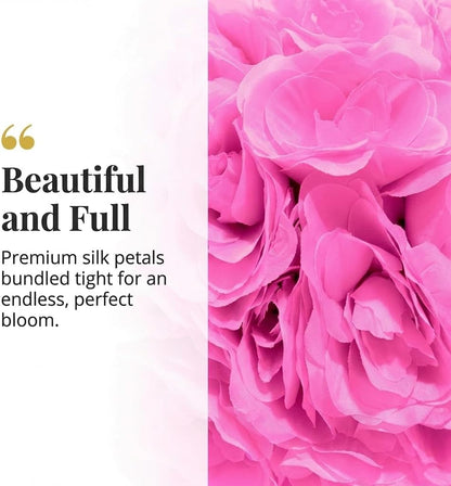 TCDesignerProducts Pink Silk Rose Kissing Ball, 12" Floral Hanging Decoration, Elegant Wedding Aisle Décor, Centerpiece Accent, Bridal & Baby Shower, Holiday & Home Display, Artificial Flower Ball