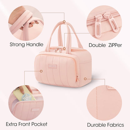 Lunch Box for Women 7L Soft Insulated Lunch Bag Reusable Leakproof Lunch Cooler for Work Meal Picnic Hiking Camping Pink
