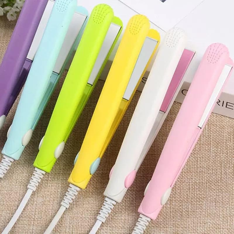 Cute Pink Werdeny Mini Ceramic Hair Curler & Straightener, 2-in-1 Curling Iron with 1/2 Inch Barrel for Short and Fine Hair