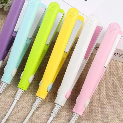 Cute Pink Werdeny Mini Ceramic Hair Curler & Straightener, 2-in-1 Curling Iron with 1/2 Inch Barrel for Short and Fine Hair