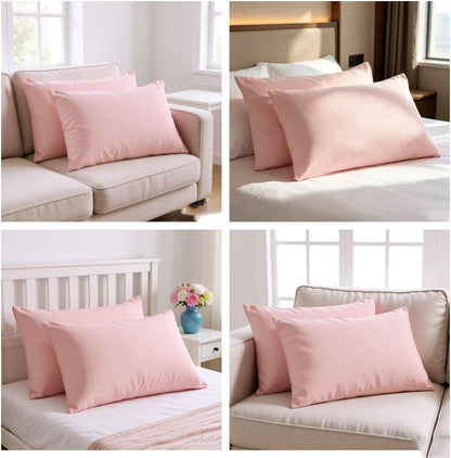 Mohap Zipper Pillowcase 2 Pieces Brushed Microfiber 1800 Hotel Quality Super Soft Pillow Cover No Shrinkage No Fade Pillow Protectors - Pink, Queen