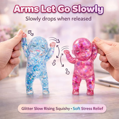 Baby Squishy Glitter Slow Rising Pink, Squishy Babies Sensory Fidget for Stress Relief, Soft Cute Squeeze, Desk Decor & Gift