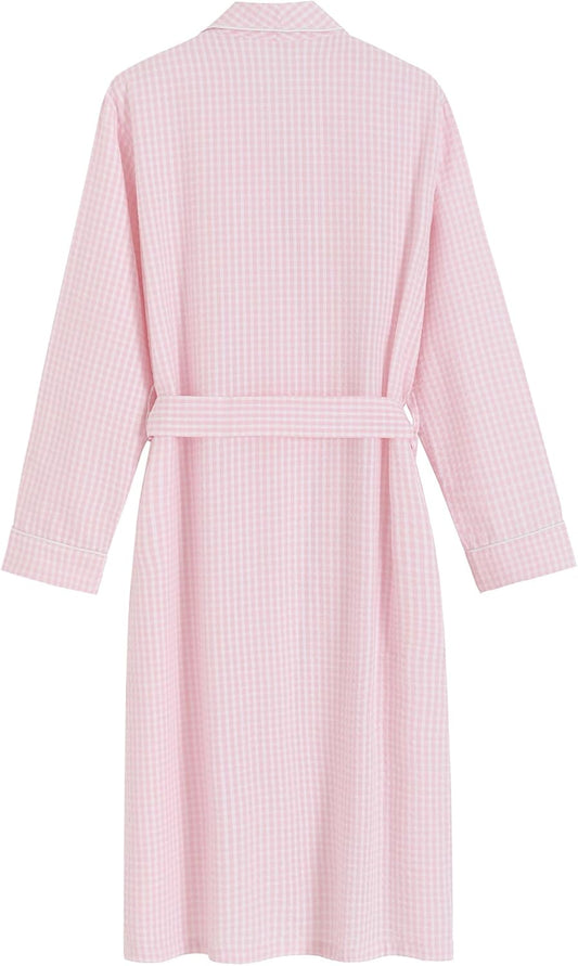 Latuza Women's Seersucker Robe Cotton Bathrobe with Pockets