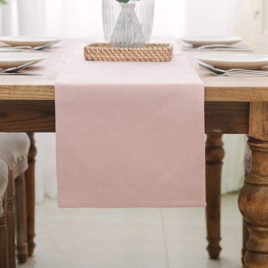 Dining Table Runner 2 Piece Fabric in 1 inches Kitchen Room Dinner Wedding Birthday Party Burlap Rustic Table Runner, Baby Pink