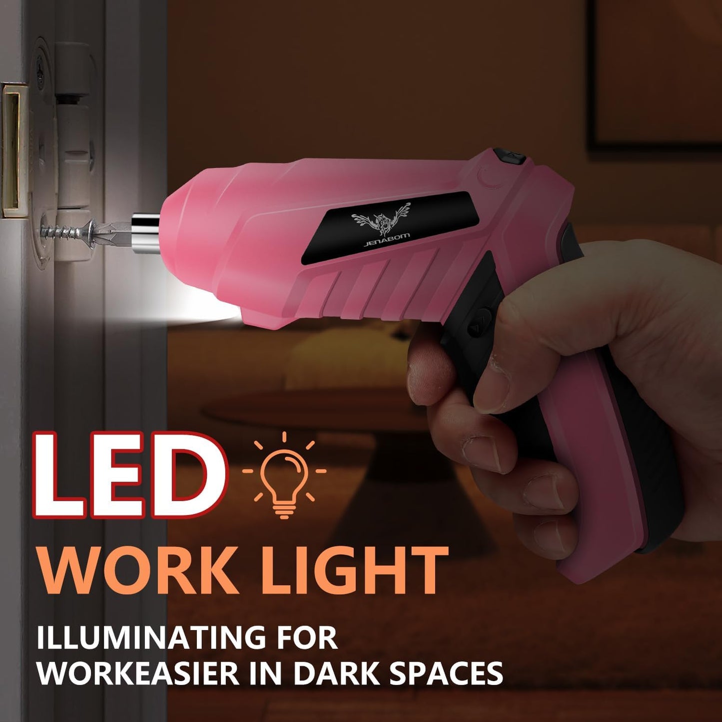 JENABOM 47 in 1 Electric Screwdriver Cordless, Rechargeable Screwdriver Set 3Nm Max Torque, 3.6V Compact Tool for Electronics Repair, Furniture Assembly and Home DIY, Pink