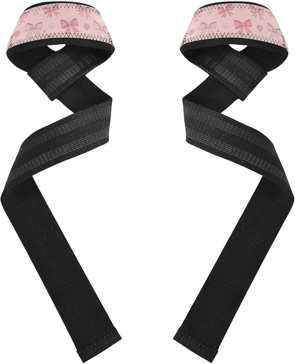 Cute Bows Hearts Pink Print Lifting Wrist Straps for Weightlifting Powerlifting Anti Slip Deadlift Straps with Neoprene Padding Hand Grip Wraps for Gym Workout Strength Training Bodybuilding