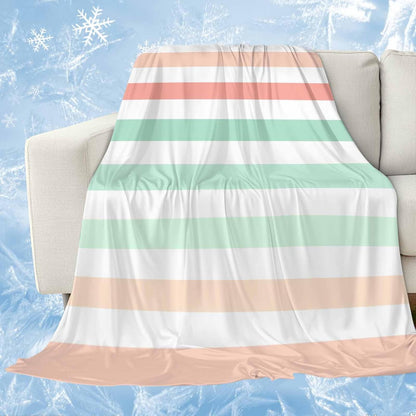 Cooling Throw Blanket for Hot Sleepers, Peach Pink Green Ombre Lightweight Breathable Summer Blanket, Farmhouse Stripe Modern Double-Side Cool Throw Blankets for Sleeping Travel, 30"x40"
