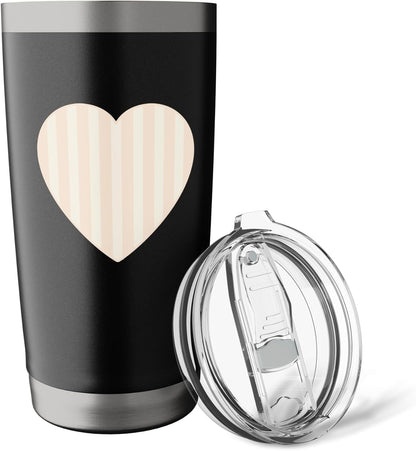 Pastel Soft Peach Alabaster White Striped Pattern Aesthetic Stainless Steel Insulated Tumbler