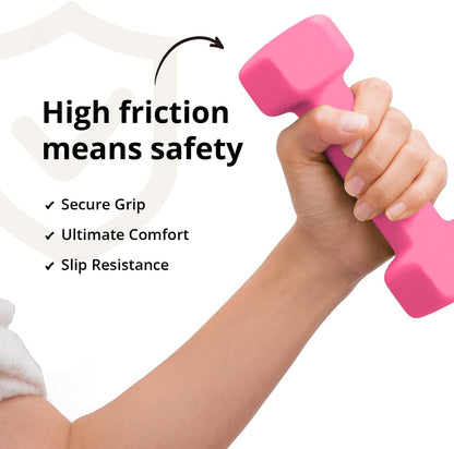Portzon Dumbbells Neoprene with Non Slip Grip weight for Total Body Workout Exercise and Muscle Toning Compatible with of 2 Set,1-15 LB, Anti-Slip, Anti-roll, Hex Shape