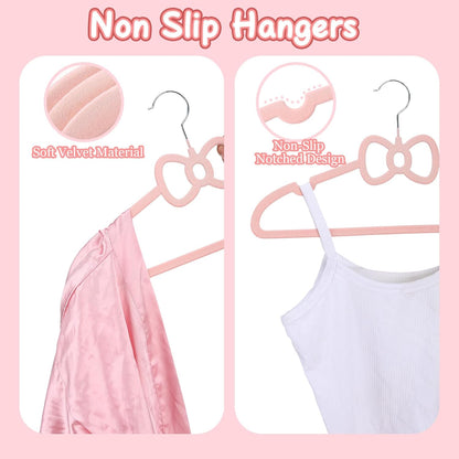 45 Pack Pink Velvet Hangers, 16" Non Slip Velvet Clothes Hanger Ultra Slim Felt Hanger with 360 Degree Swivel Hook Space Saving for Coats Jacket Shirts Dress