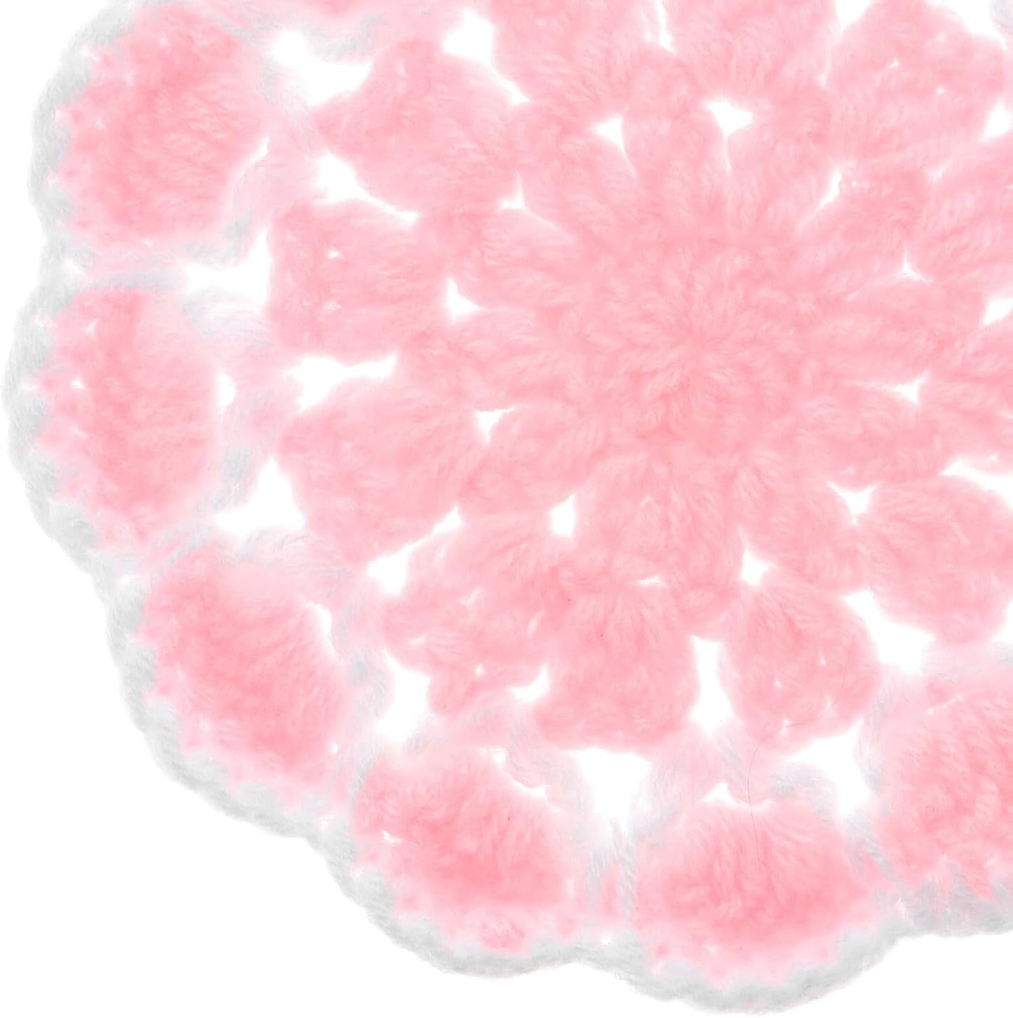 Happyyami Knitted Flower Coasters Crochet Cup Mats Light Pink Crochet Drink Coaster Heat Insulation Protective Pads for Home Desk Use