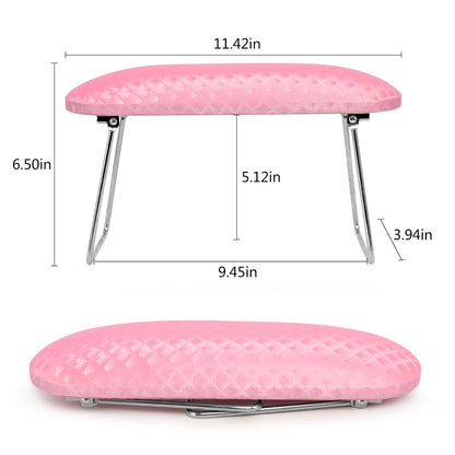 Krofaue Arm Rest for Nails Tech, Professional Microfiber Leather Nail Hand Rest Stand Arm Rest for Acrylic Nails Cushion Hand Holder with Non-slip - Nail Technician Use Must Have (Pink)