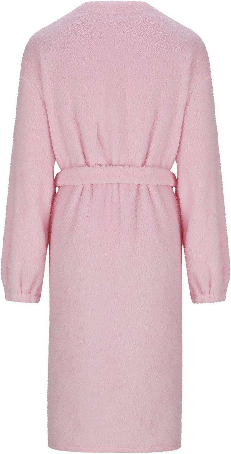 HGps8w Cute Heart Fleece Robe for Women Comfy Fuzzy Soft Bathrobe Nightgowns Plush Warm Winter Sleepwear with Pockets