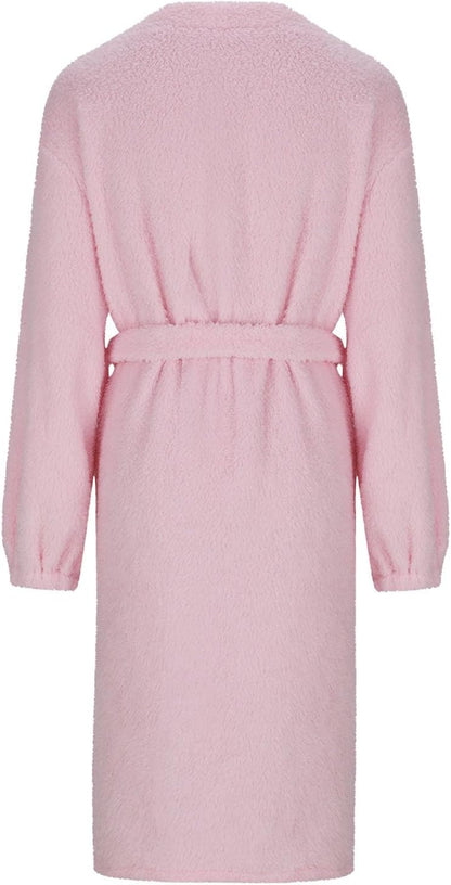 HGps8w Cute Heart Fleece Robe for Women Comfy Fuzzy Soft Bathrobe Nightgowns Plush Warm Winter Sleepwear with Pockets