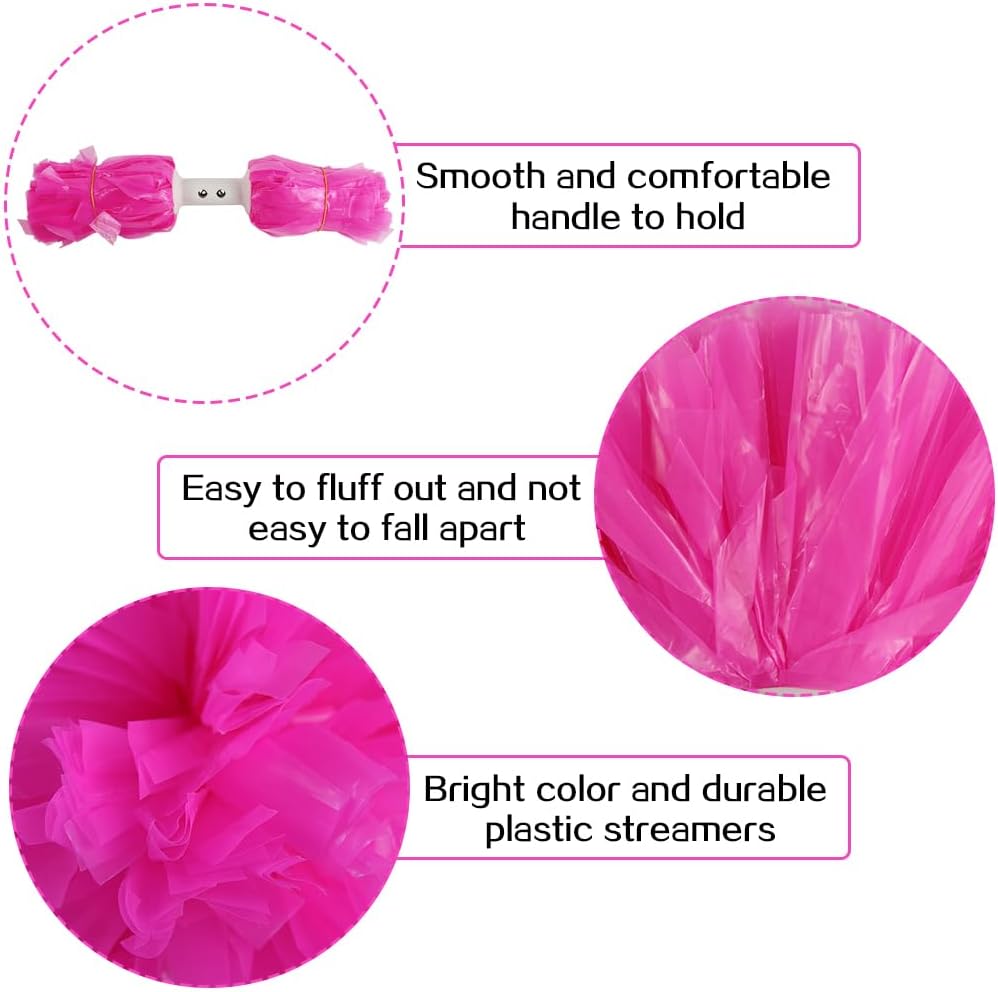 Hooshing 2PCS Pom Poms Cheerleading Professional Cheer Pom Poms with Baton Handle (No Zip Tie) for Cheer Squad Team Sports Spirited Party Dance Training