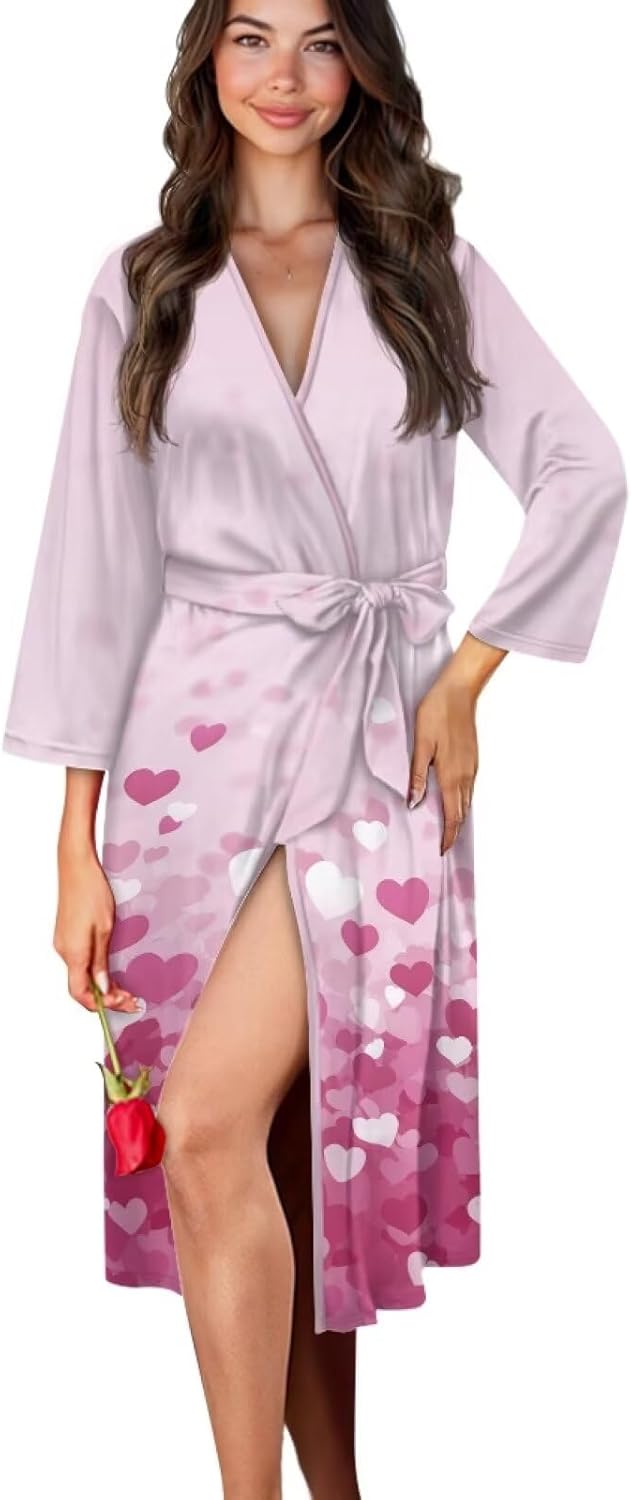 TODIYADDU Robes for Women Quick Dry Bathrobes Oversized V Neck Robe Casual Loungewear for Fall Winter S-2XL