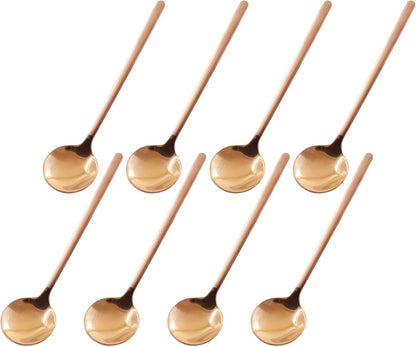Demitasse Espresso Spoons, 8Pcs Rose Gold Coffee Spoons 5.3inch, Stainless Steel Mini Tea Spoons for Coffee Sugar Dessert Cake Ice Cream Soup Antipasto Cappuccino