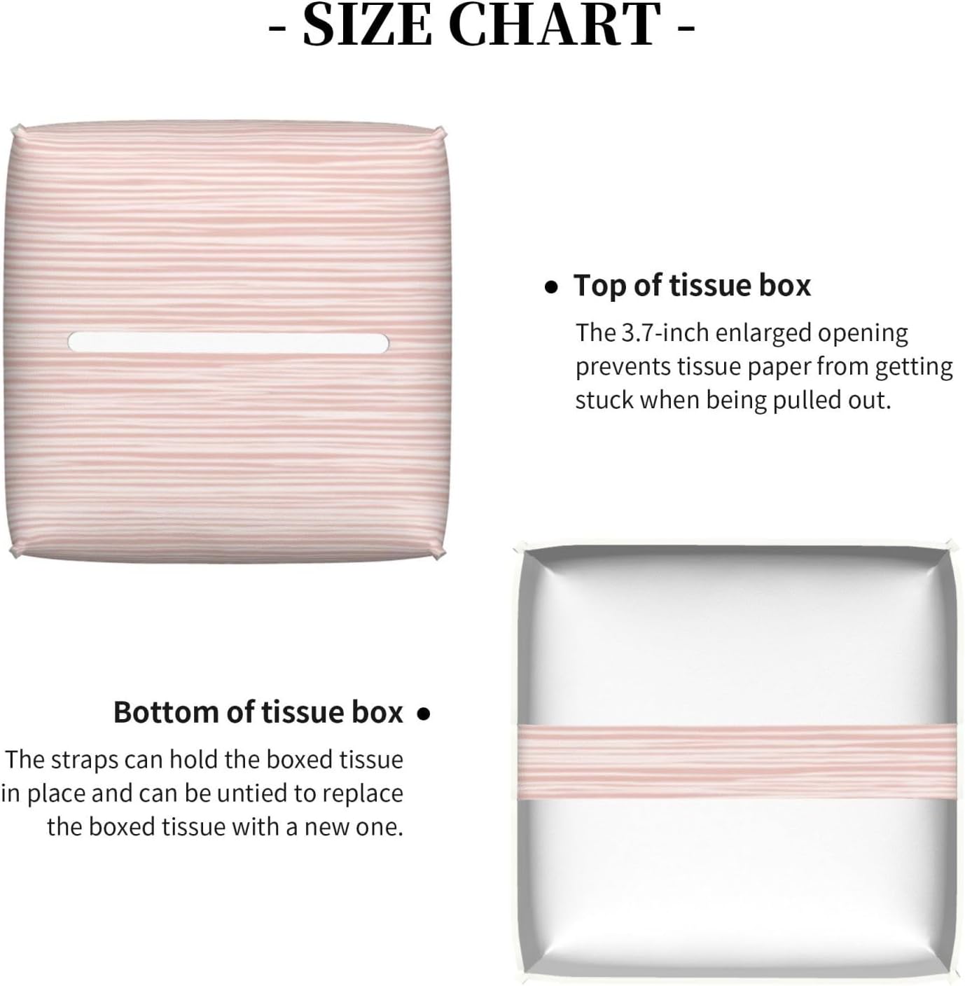 Light Pink Pastel Pattern Subtle Vertical Stripes Tissue Box Cover Square Pu Leather Waterproof Tissue Box Holder for Car Bathroom Bedroom Office Tabletop Decor