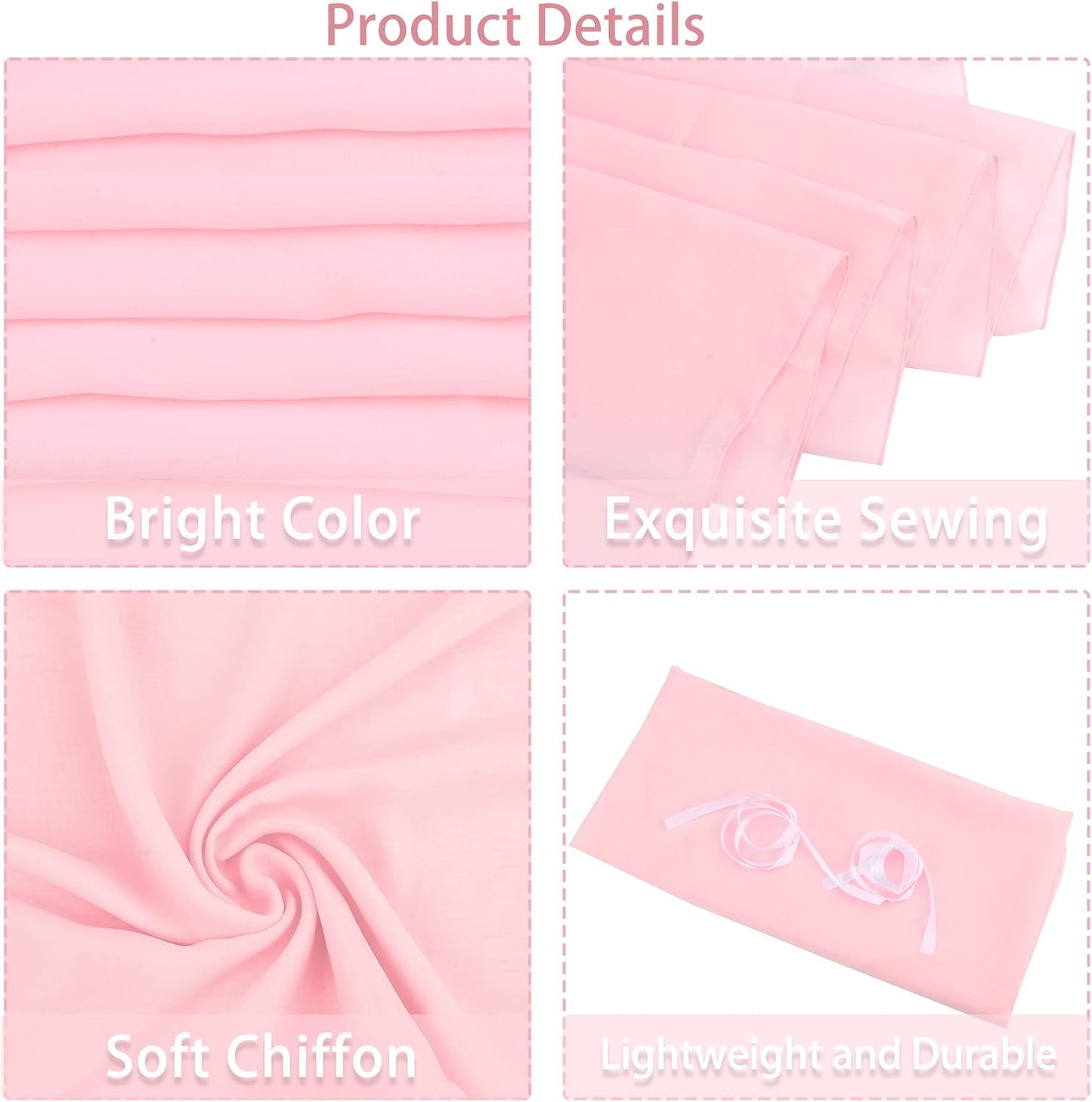 Fivenl 12 Packs Chiffon Table Runner - 27 x 120 Inches Sheer, Romantic for Wedding, Birthday, Party & Baby Shower Decoration (27" x 120", Pink)
