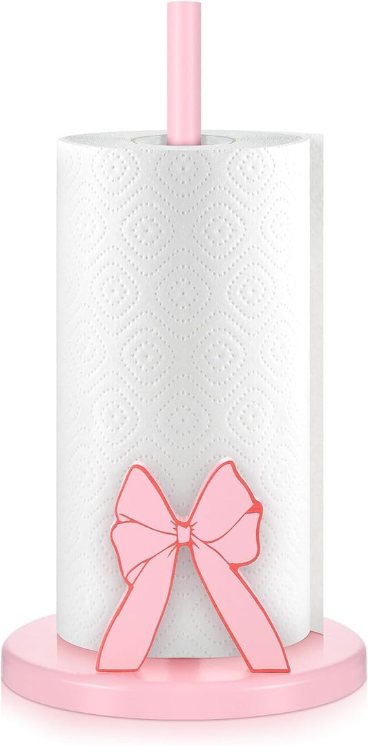 Pink Bow Paper Tissue Holders Coquette Bow Wooden Decorative Towel Holder Christmas Napkin Holder Kitchen Decor for Kitchen Bathroom Home Christmas Baby Shower