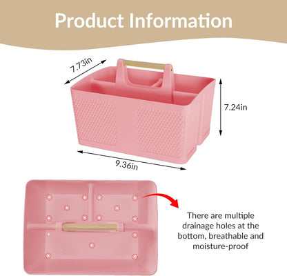 Shower Caddy Portable and Cleaning Caddy Organizer for Bathroom, Kitchen, Toiletries Storage ，Caddy organizer with handle, Rust-Resistant, Durable Material (Pink, 9.36" L×7.73" W×7.24" H)