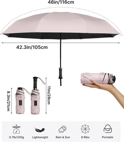 G4Free 46 Inch Mini Travel Umbrella, Compact Lightweight Sun Umbrella, Extendable Built-in Handle, UPF 50+ UV Protection, Manual Open, Pocket Size for Backpack & Purse