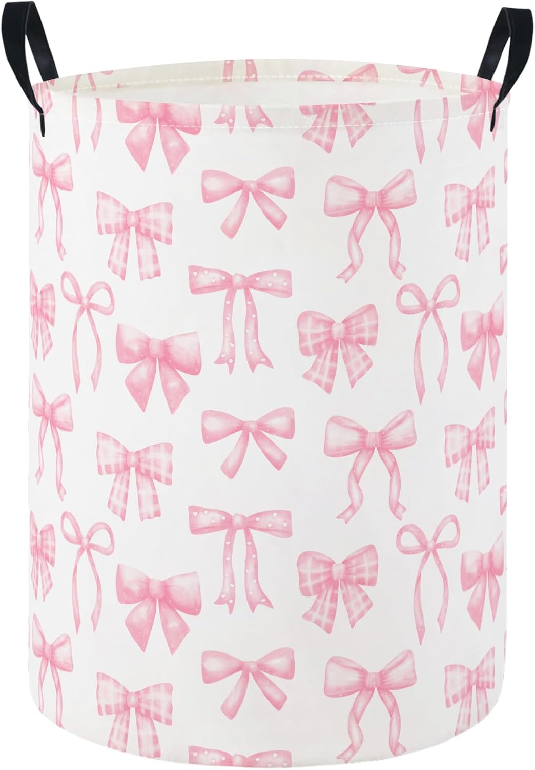 Baby Laundry Hamper Basket Baby Hamper for Nursery Boy and Girl Cute Kids Toys Storage Bin Organizer Boho Room Decor(Pink Bowknot)