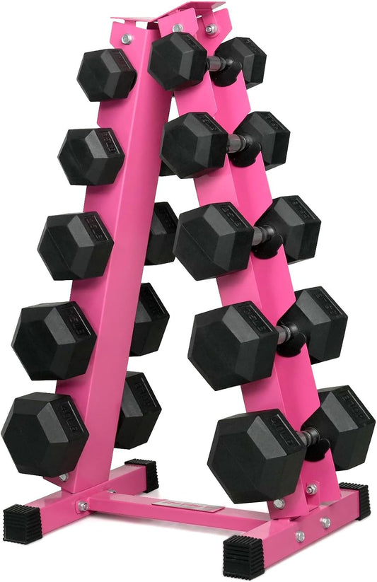RitFit 250LB/300LB/350LB/550LB/650LB Rubber Hex Dumbbell Sets with Weights Rack, Multiple Color Choices Available, Great Gym Equipment for Home, Strength Training, Workouts