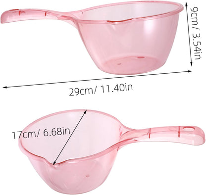 Cabilock 3pcs Kitchen Water Ladles Thickened Multipurpose Water Scoop with Long Handle for Bathing Cooking Plant Watering and Home Use in Pink Light Green Brown