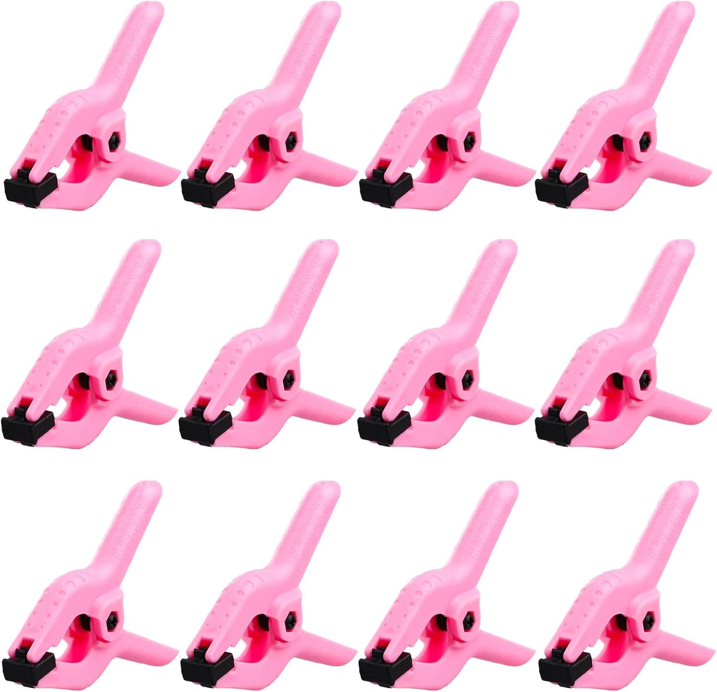 12 Pack 3.5 inch Plastic Spring Clamps, Pink Heavy Duty Spring Clips Clamps for Crafts, Backdrop Stand, Woodworking, Photography Studios, Home Improvement
