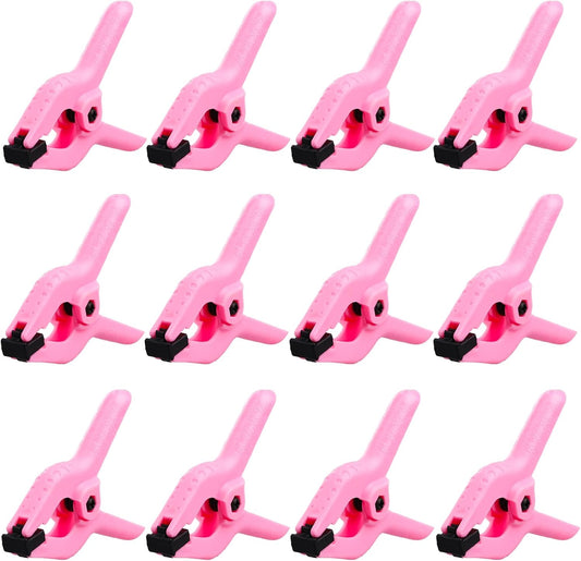 12 Pack 3.5 inch Plastic Spring Clamps, Pink Heavy Duty Spring Clips Clamps for Crafts, Backdrop Stand, Woodworking, Photography Studios, Home Improvement