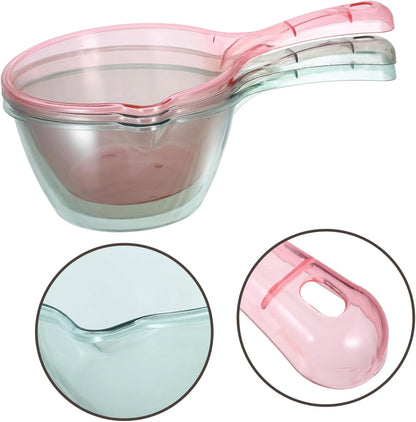 Healifty 3pcs Thickened Transparent Water Ladles for Kitchen and Bath Multipurpose Household Scoop Spoons in Pink Light Green Brown for Plant Watering Food Scooping and Washing Tasks