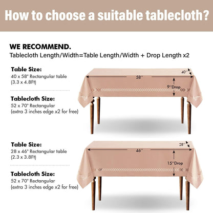 MIULEE Pink Rectangle Linen Polyester Tablecloth with Decorative Cutouts Spring Waterproof Stain Resistant & Shrink-Proof Table Cloth 52x70 inch Farmhouse Style for Dining Wedding and Outdoor