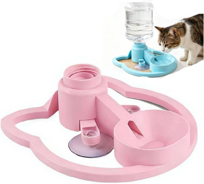 Cat Water Fountain Stand, Automatic Anti-Tipping Cat Water Bowl Kitten Waterbottle Basin Stand Pet WaterDispenser Station Fountain Rack for Indoor Cats, Puppy, Small Dogs Kitten Breed Balcony (Pink)