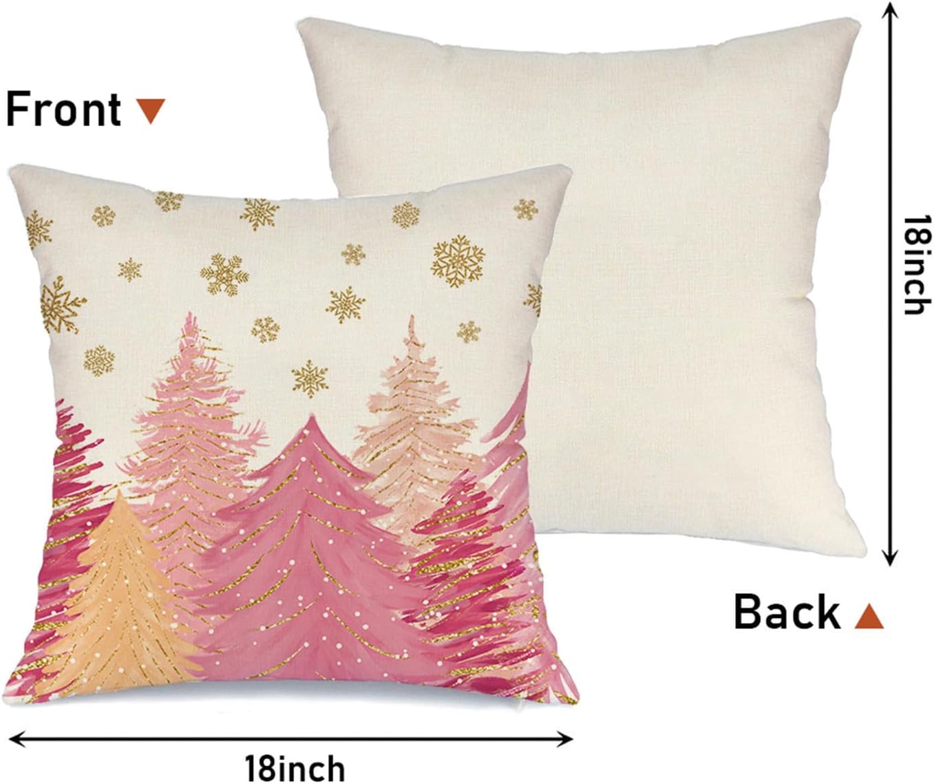 Christmas Pink Gold Snowflake Throw Pillow Covers Merry Christmas Tree Pillow Covers 18x18 Set of 4 Winter Holiday Cushion Case Polka Dot Decoration for Sofa Couch