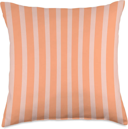 Cute Pastel Coral Peach Striped Pattern Minimalist Throw Pillow