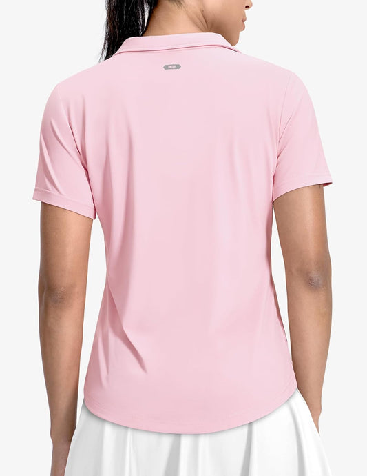 MIER Polo Shirts for Women V Neck Short Sleeve Golf Tennis Shirts Quick Dry Soft UPF 50+ Collared Active Tops, Lightweight