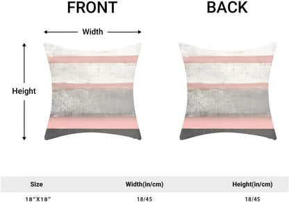 AEIOAE Pink Grey Pillow Covers 18x18 Set of 2 Beige Abstract Art Painting Striped Decorative Throw Pillow Covers Cotton Square Modern Cushion Case for Home Couch Sofa Outdoor